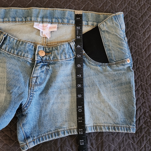 Ingrid & Isabel Maternity Denim Midi Short Expandable Panels Distressed Sz 2/26 - Picture 12 of 12
